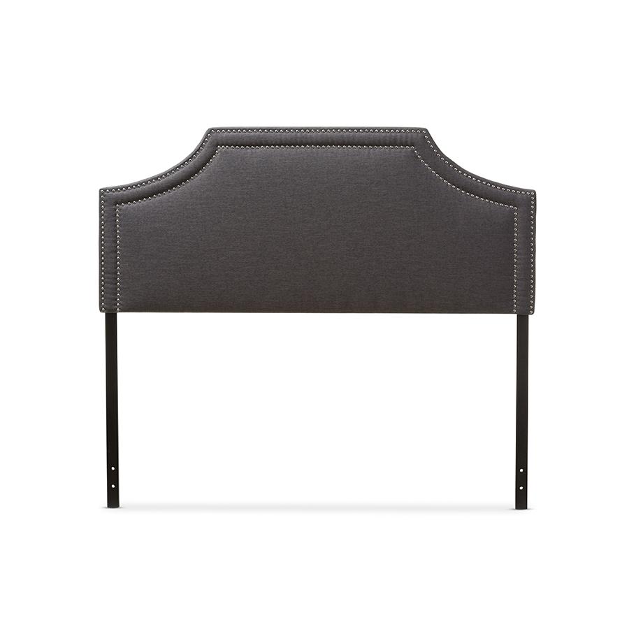 Dark Grey Fabric Upholstered Queen Size Headboard