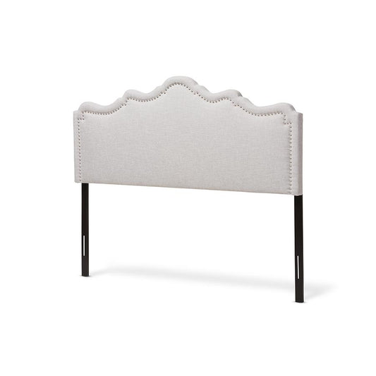 Nadeen Modern and Contemporary Greyish Beige Fabric King Size Headboard