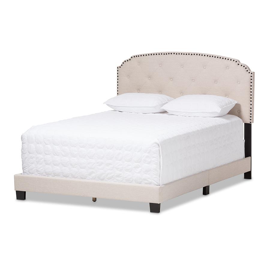 Lexi Modern and Contemporary Light Beige Fabric Upholstered King Size Bed