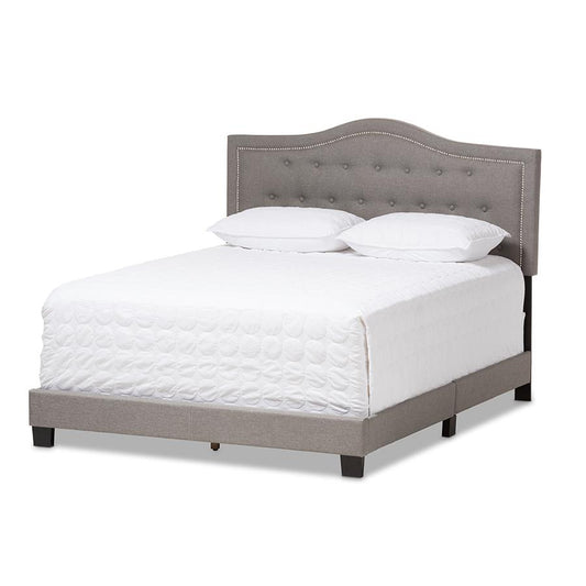 Emerson Modern and Contemporary Light Grey Fabric Upholstered King Size Bed