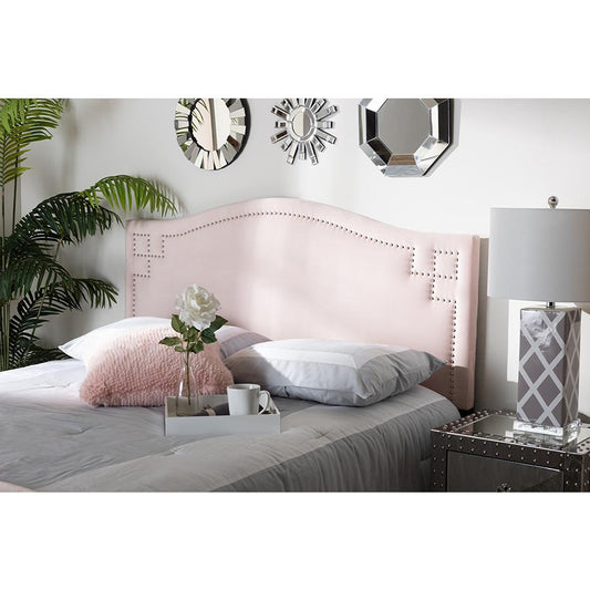 Baxton Studio Aubrey Modern and Contemporary Light Pink Velvet Fabric Upholstered King Size Headboard