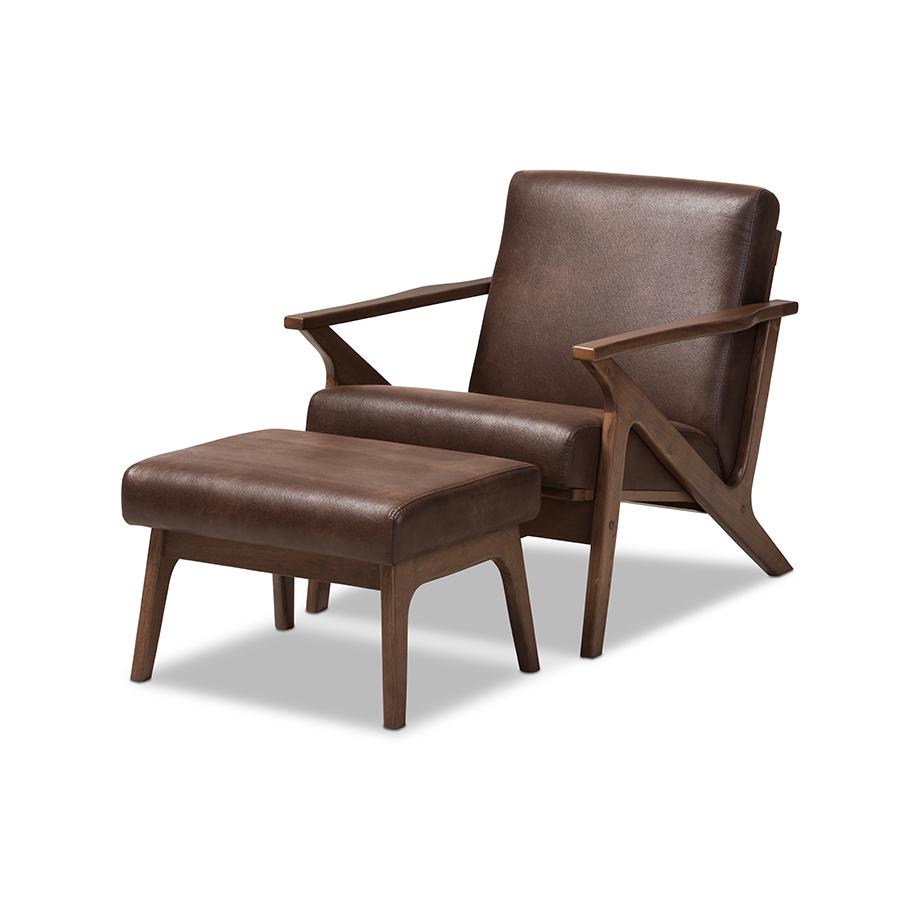 Leather Lounge Chair And Ottoman Set