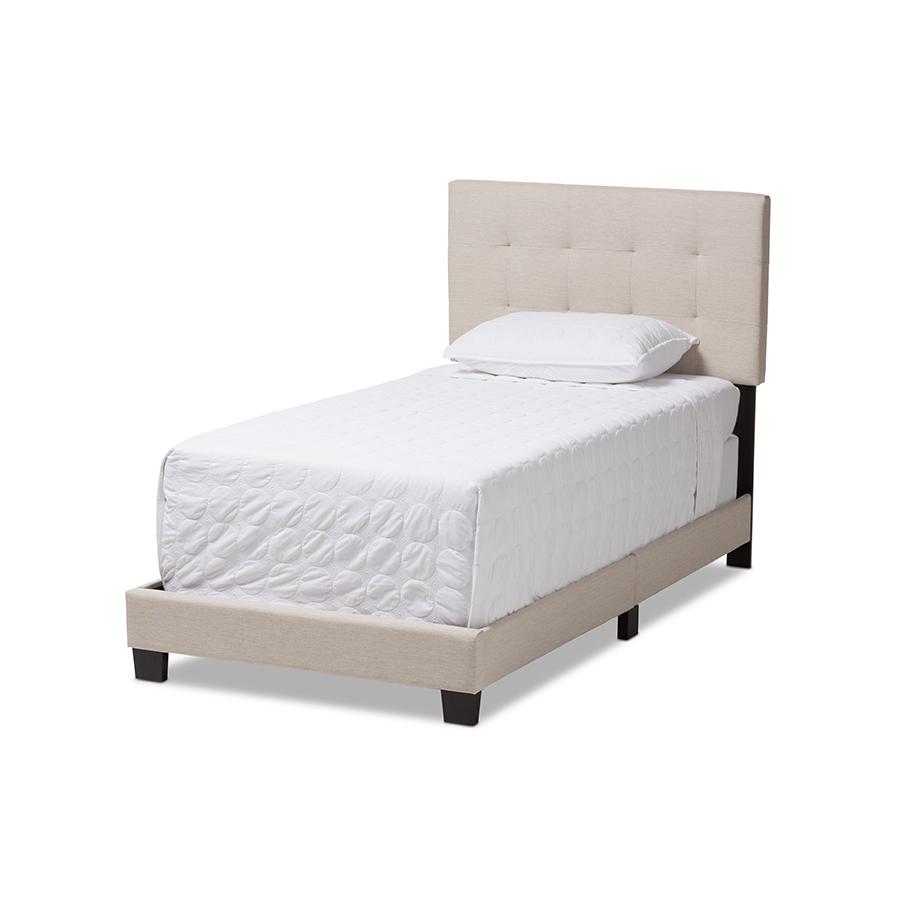 Baxton Studio Brookfield Modern and Contemporary Beige Fabric Twin Size Bed