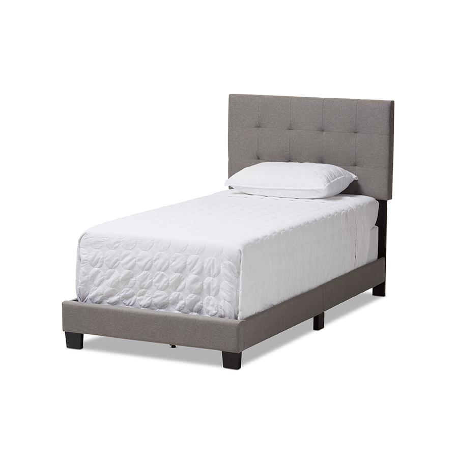 Baxton Studio Brookfield Modern and Contemporary Light Grey Fabric Twin Size Bed