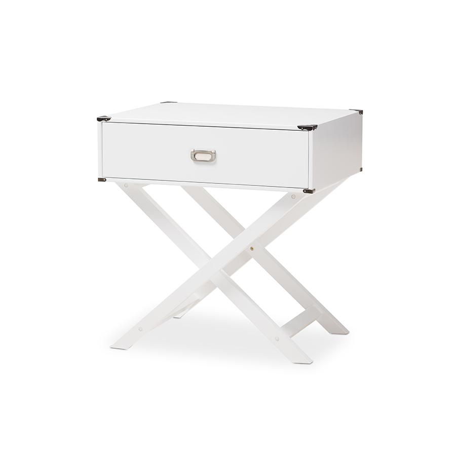 Baxton Studio Curtice Modern And Contemporary White 1-Drawer Wooden End Table