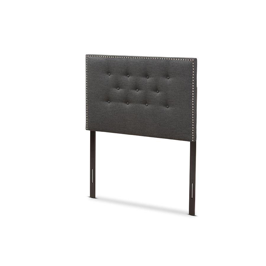 Windsor Modern and Contemporary Dark Grey Fabric Twin Size Headboard