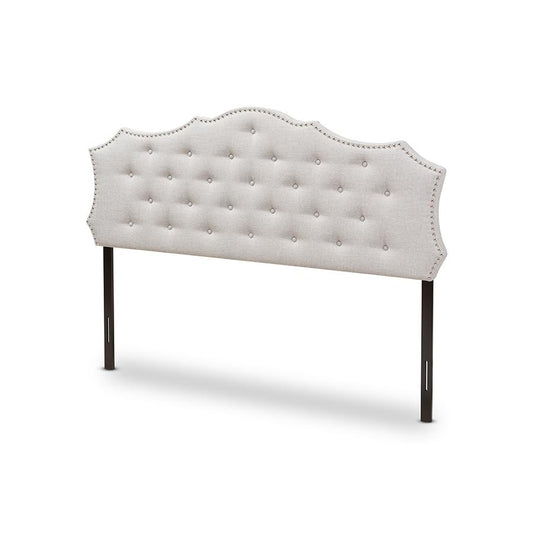 Aurora Modern and Contemporary Greyish Beige Fabric Full Size Headboard