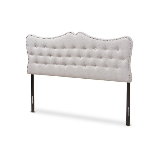 Emma Modern and Contemporary Greyish Beige Fabric Queen Size Headboard