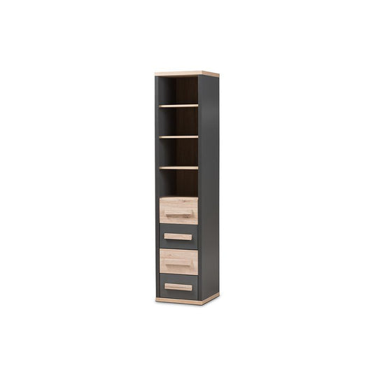 Dark Grey and Light Brown Two-Tone 4-Drawer Storage Cabinet