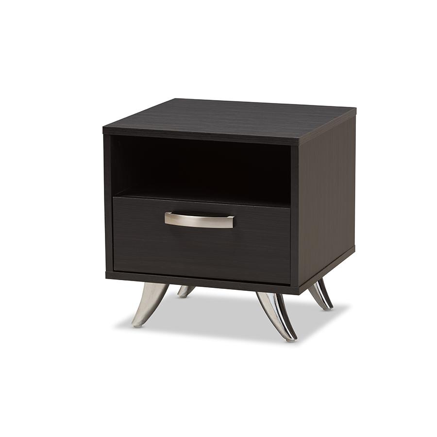 Warwick Modern and Contemporary Espresso Brown Finished Wood End Table