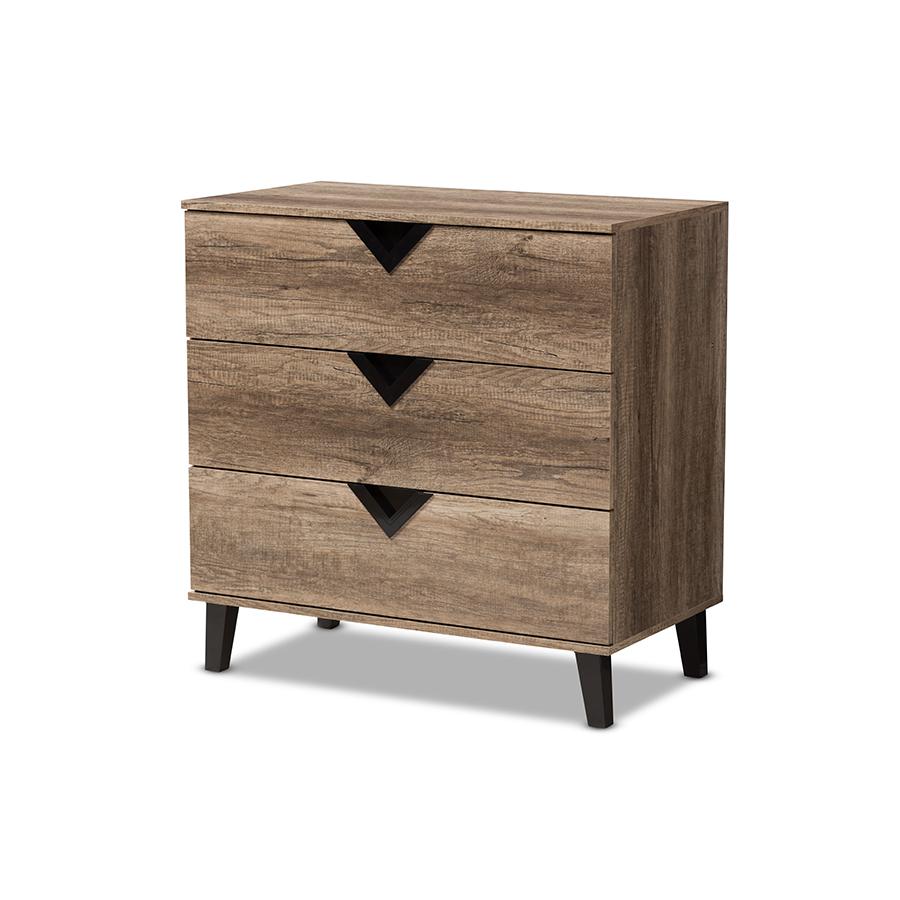 Baxton Studio Wales Modern And Contemporary Light Brown Wood 3-Drawer Chest