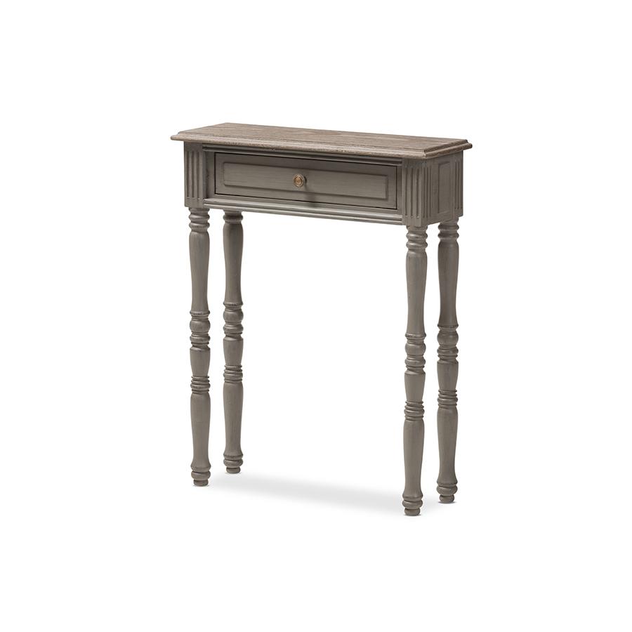 Noemie Country Cottage Farmhouse Brown Finished 1-Drawer Console Table