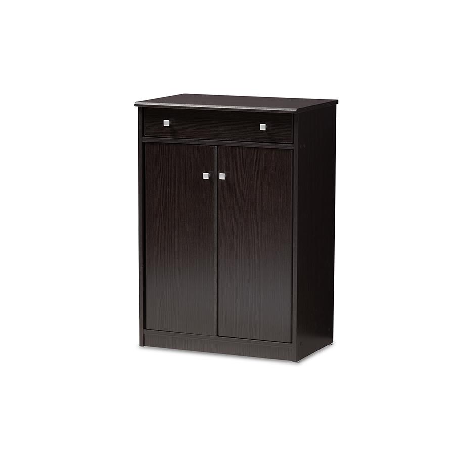 Baxton Studio Dariell Modern and Contemporary Wenge Brown Finished Shoe Cabinet