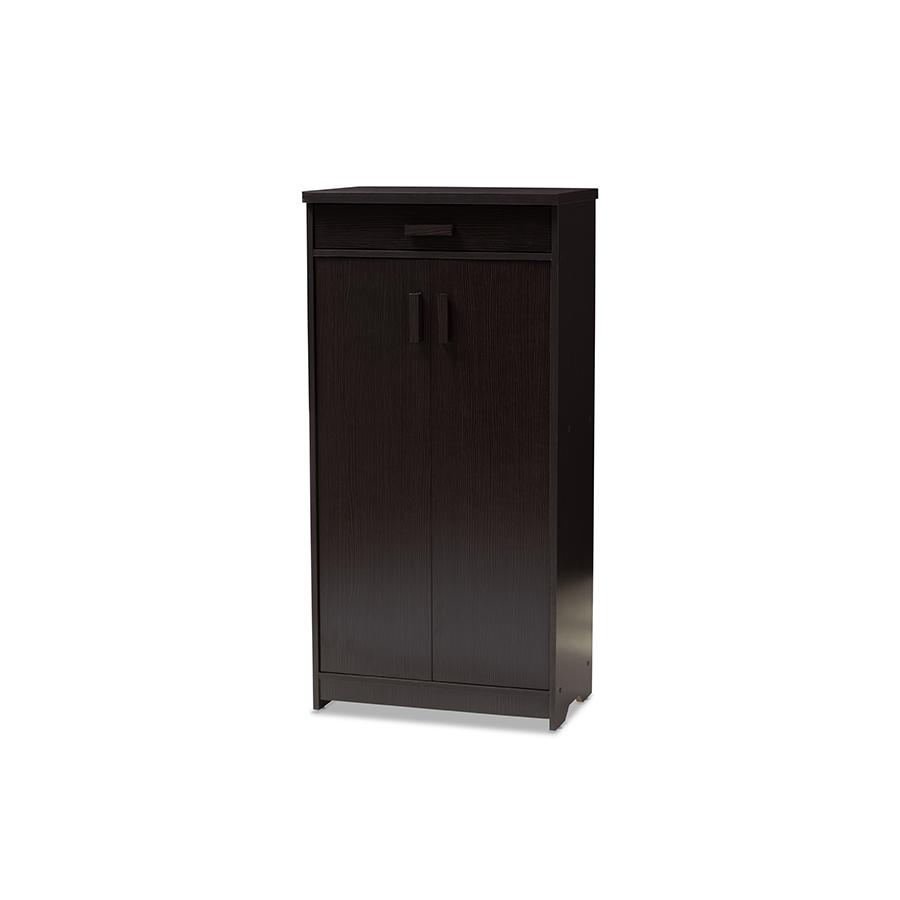 Baxton Studio Bienna Modern and Contemporary Wenge Brown Finished Shoe Cabinet