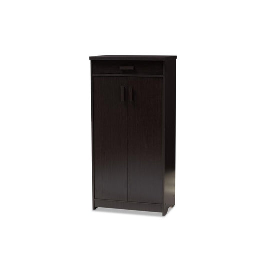 Baxton Studio Bienna Modern and Contemporary Wenge Brown Finished Shoe Cabinet