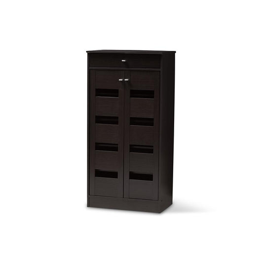 Baxton Studio Acadia Modern and Contemporary Wenge Brown Finished Shoe Cabinet