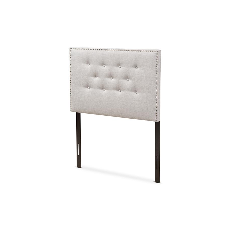 Greyish Beige Fabric Upholstered Twin Size Headboard