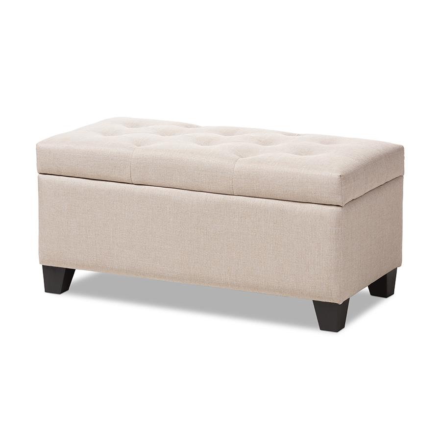 Michaela Modern and Contemporary Beige Fabric Upholstered Storage Ottoman