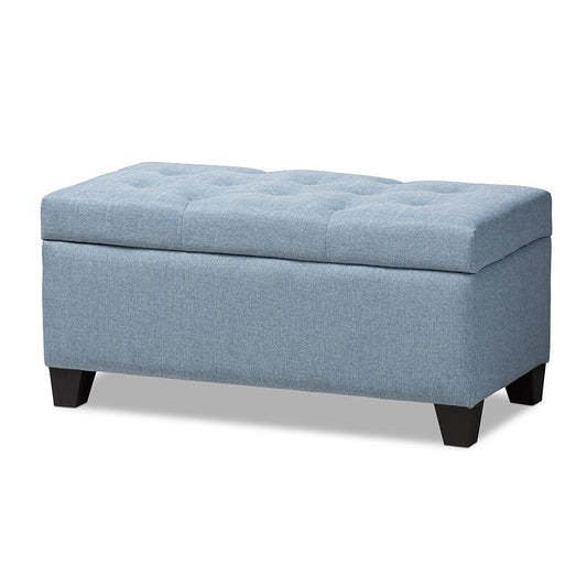 Michaela Modern and Contemporary Light Blue Fabric Upholstered Storage Ottoman