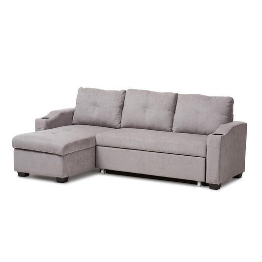 Lianna Modern and Contemporary Light Grey Fabric Upholstered Sectional Sofa