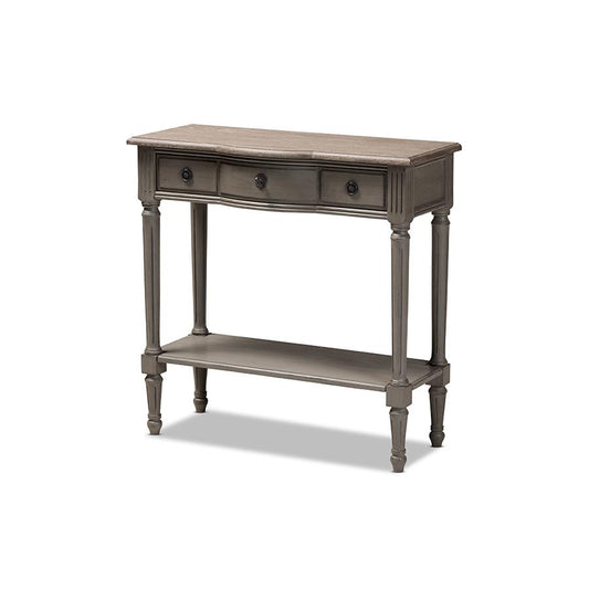 Baxton Studio Noelle French Provincial Gray Finished 1-Drawer Wood Console Table