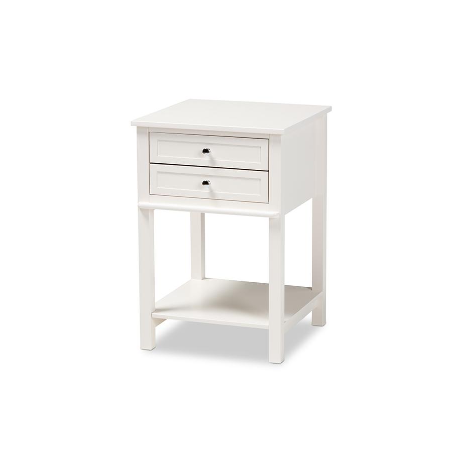 Baxton Studio Willow Modern Transitional White Finished 2Drawer Wood Nightstand