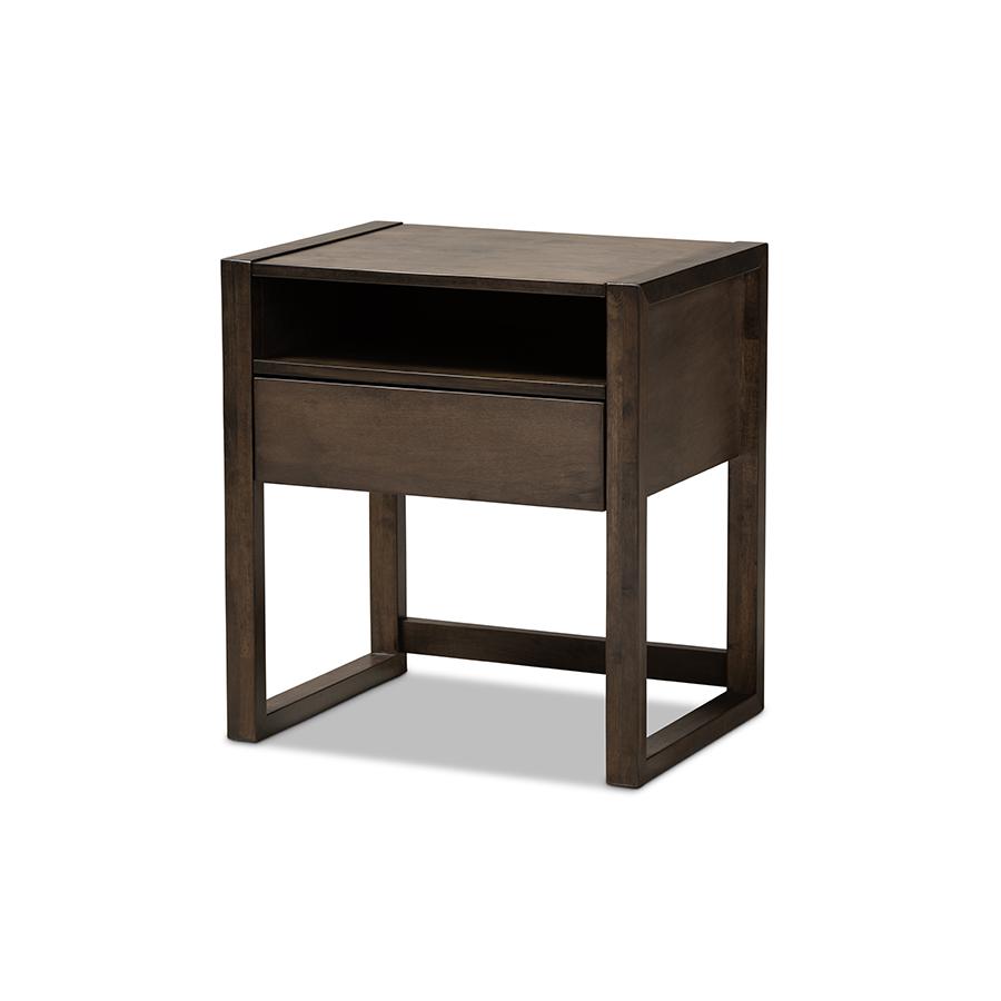 Inicio Modern and Contemporary Charcoal Brown Finished 1-Drawer Wood Nightstand