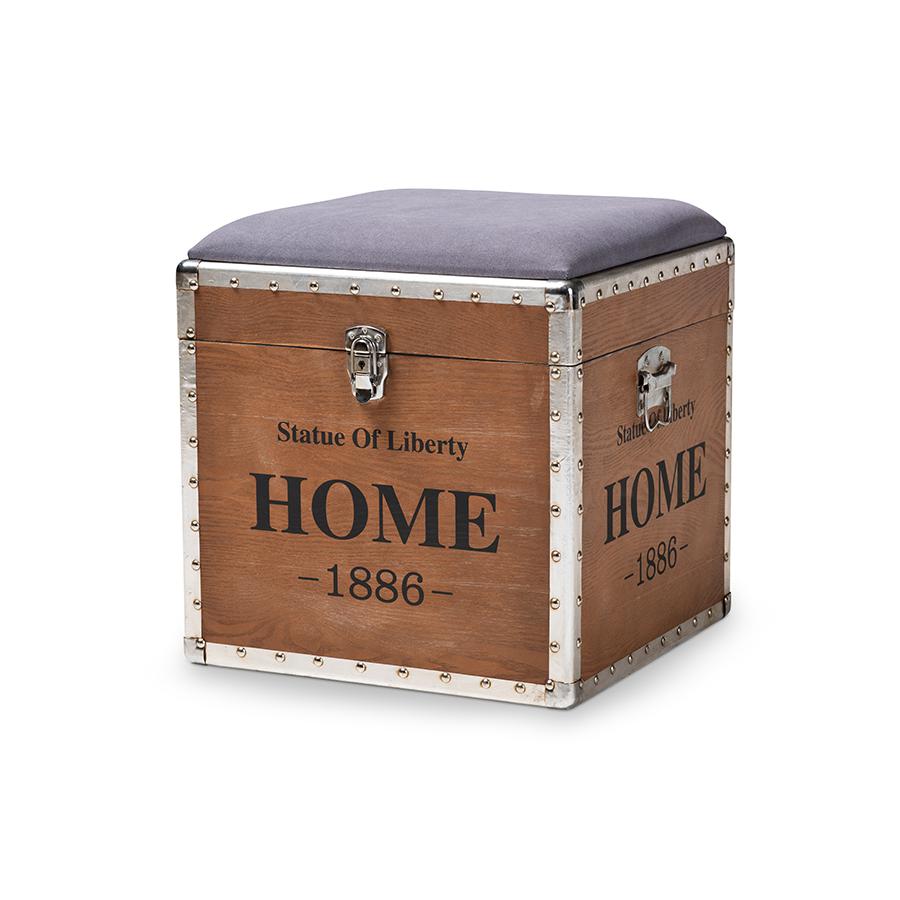 Wood Storage Trunk Ottoman