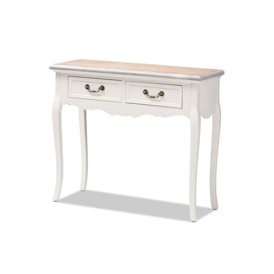 White Finished Wood 2-Drawer Console Table