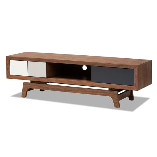 Svante Mid-Century Modern Multicolor Finished Wood 3-Drawer TV Stand