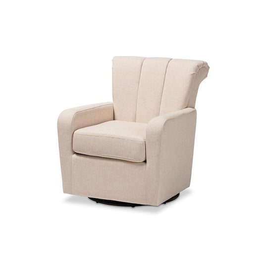 Rayner Modern and Contemporary Beige Fabric Upholstered Swivel Chair