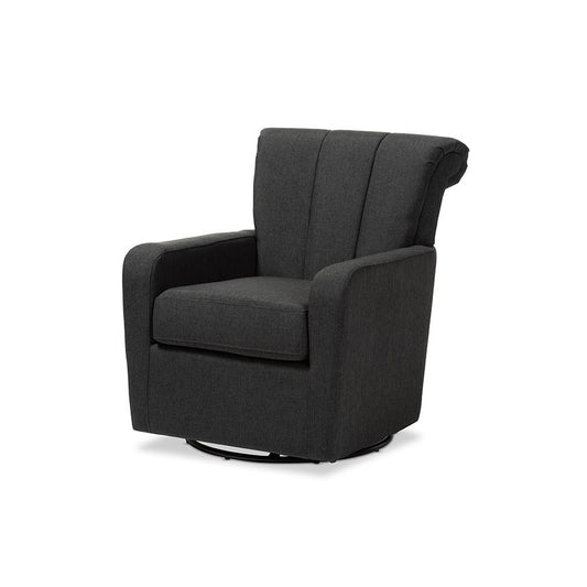 Rayner Modern and Contemporary Grey Fabric Upholstered Swivel Chair