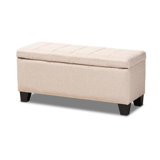 Fera Modern and Contemporary Beige Fabric Upholstered Storage Ottoman