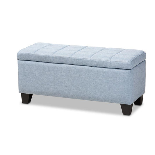 Fera Modern and Contemporary Light Blue Fabric Upholstered Storage Ottoman