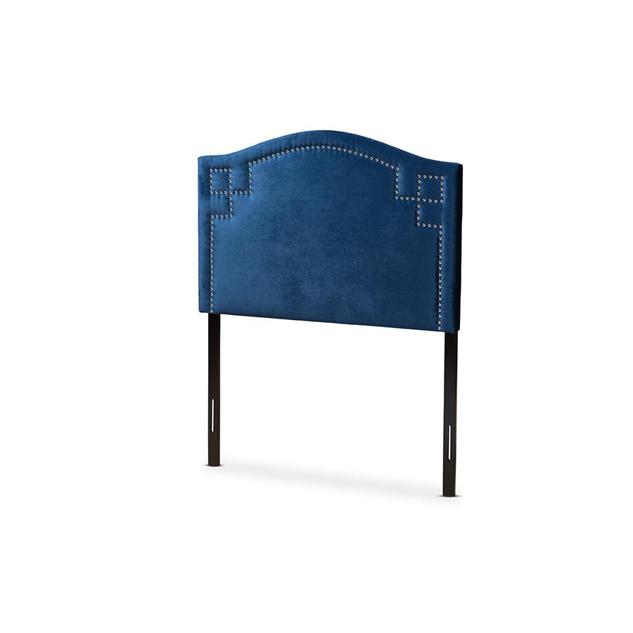 Royal Blue Velvet Fabric Upholstered Twin Size Headboard