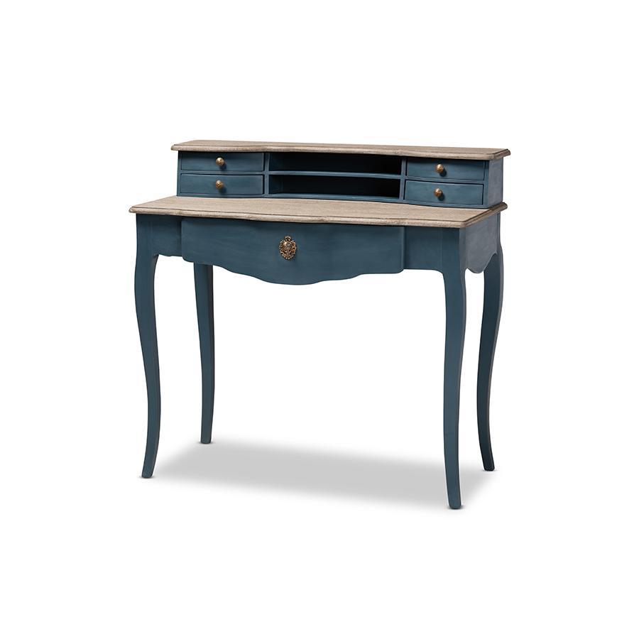 Celestine French Provincial Blue Spruce Finished Wood Accent Writing Desk