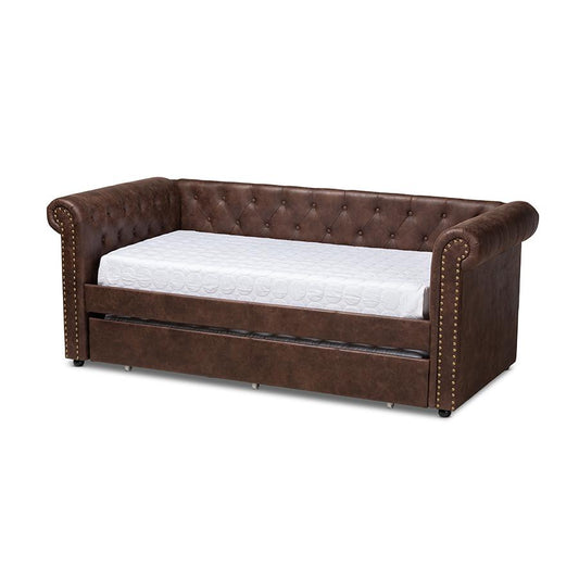 Leather Upholstered Daybed with Trundle