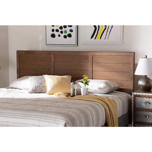 Seren Mid-Century Modern Walnut Brown Finished Wood King Size Headboard