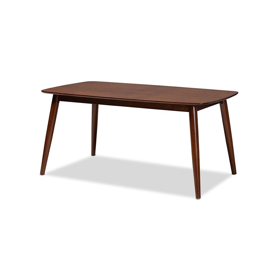 Baxton Studio Edna Mid-Century Modern Walnut Finished Wood Dining Table