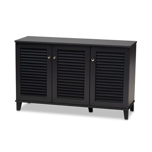 Dark Grey Finished 8-Shelf Wood Shoe Storage Cabinet