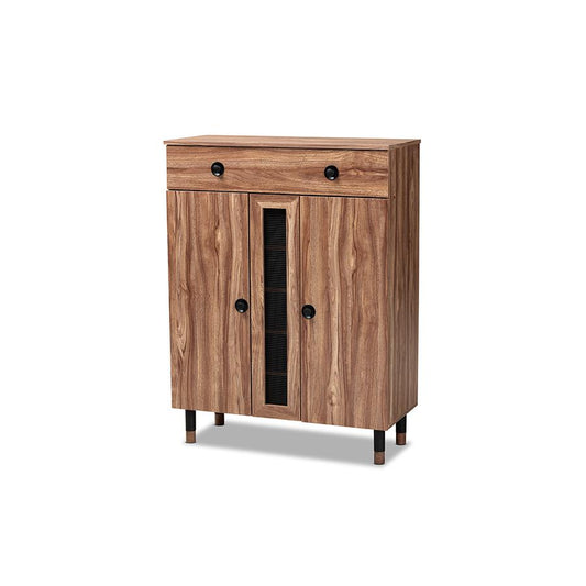 2-Door Wood Entryway Shoe Storage Cabinet with Drawer