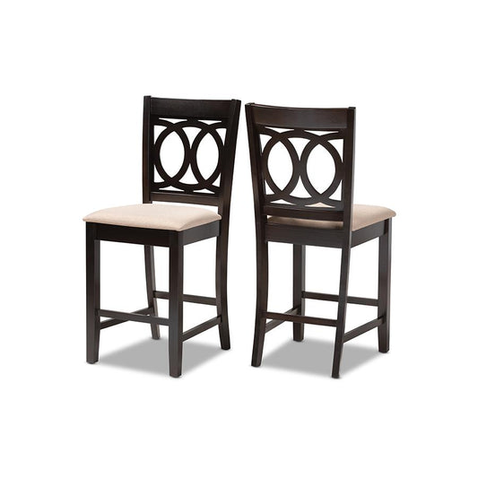 Espresso Brown Finished Wood 2-Piece Counter Height Pub Chair Set