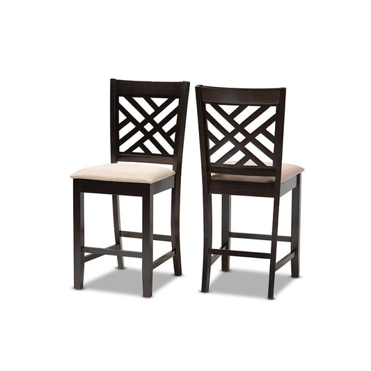 Espresso Brown Finished Wood Counter Height 2-Piece Pub Chair Set