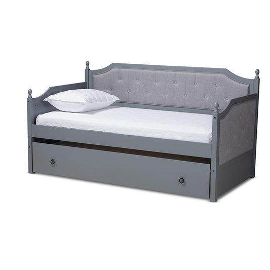 Grey Finished Wood Twin Size Daybed with Trundle