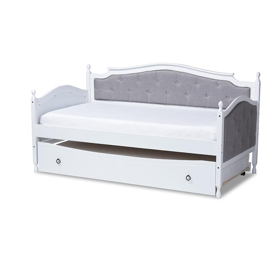 White Finished Wood Twin Size Daybed with Trundle