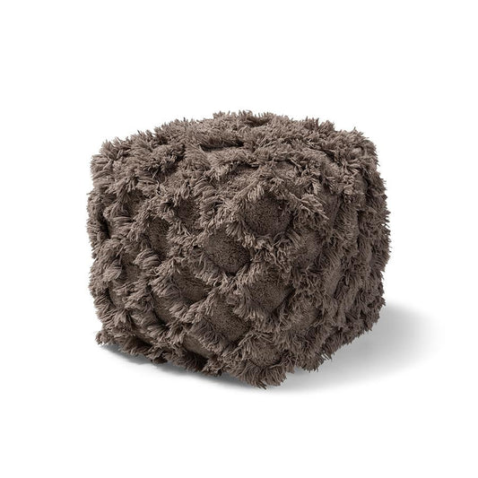 Baxton Studio Asuka Moroccan Inspired Taupe Handwoven Cotton Fringe Pouf Ottoman