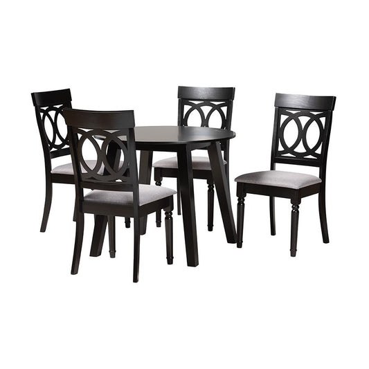 Charlottle Modern Grey Fabric and Dark Brown Finished Wood 5-Piece Dining Set