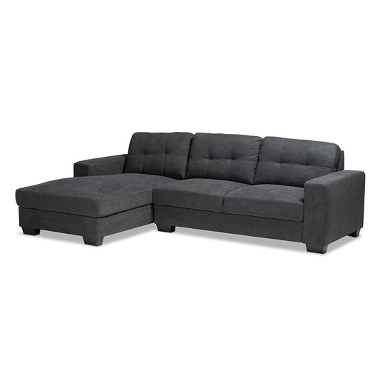 Dark Grey Fabric Upholstered Sectional Sofa with Left Facing Chaise