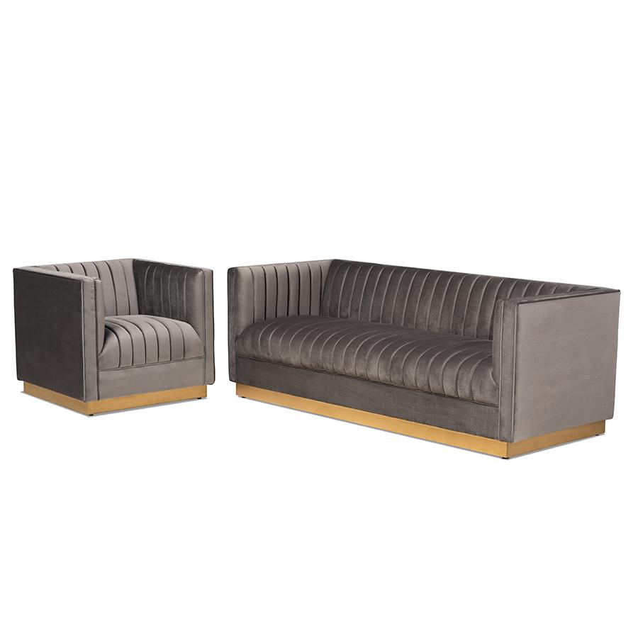 Brushed Gold Finished 2-Piece Living Room Set