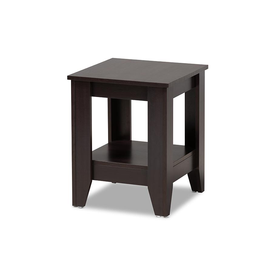 Baxton Studio Audra Modern and Contemporary Dark Brown Finished Wood End Table